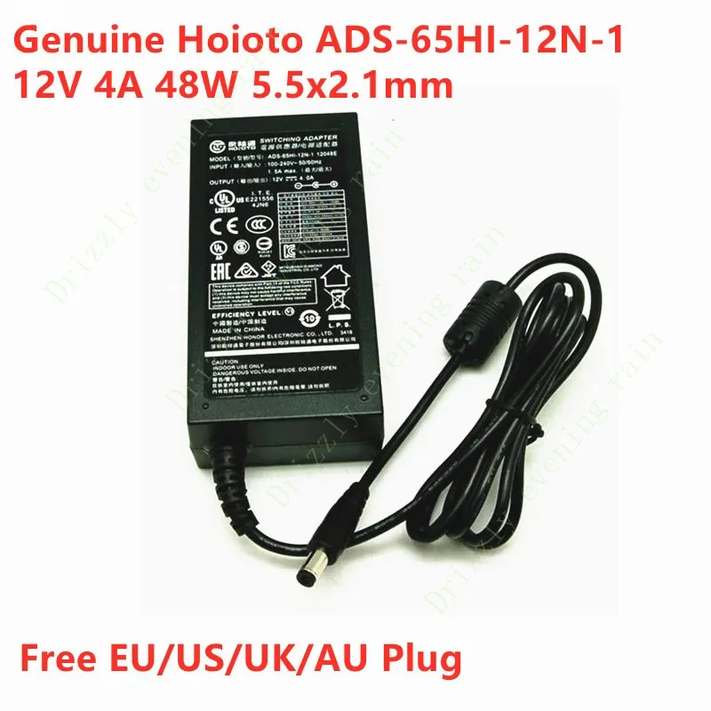 Genuine for HOIOTO ADS-65HI-12N-1 12048E 12V 4A 48W 5.5x2.1mm AC Switching Adapter For Hikvision Video Recorder Power Supply