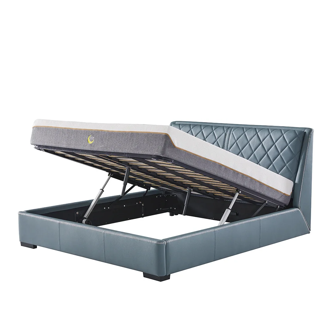 

Modern simplicity, leather processing bed frame, Italian minimalism, master bedroom bed frame