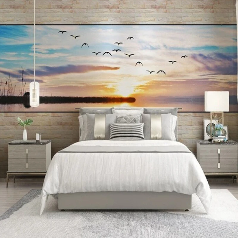 

Customized Original sunset coast scenery picture, TV bedroom home decoration background wall