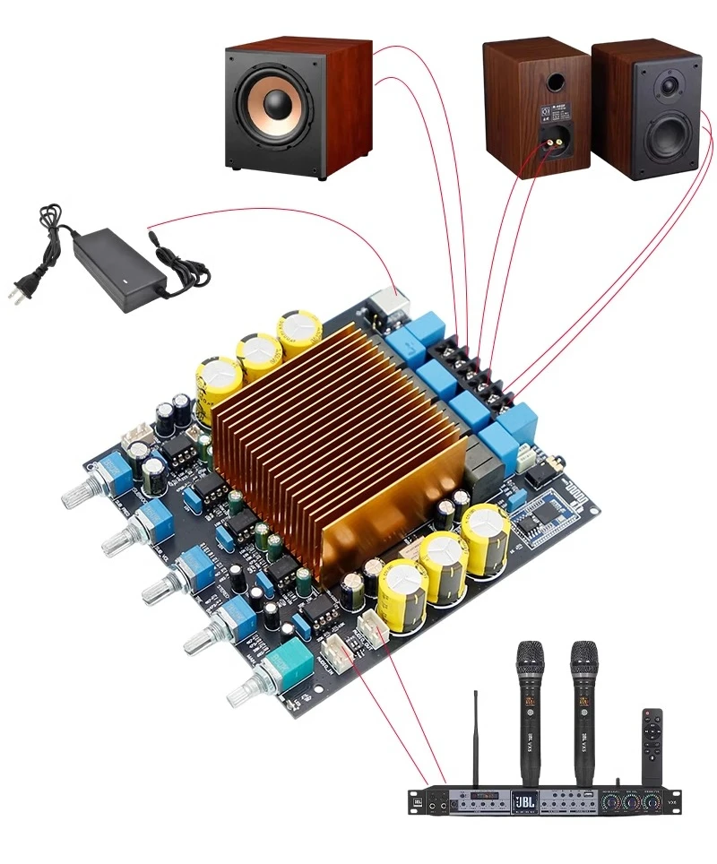 TPA3255*2+QCC3084 Bluetooth 5.4 HIFI 2.1 Subwoofer Verstärker Bord 300W*2+600W mit PCM5102A Dekodieren 96K LDAC 24V-48V