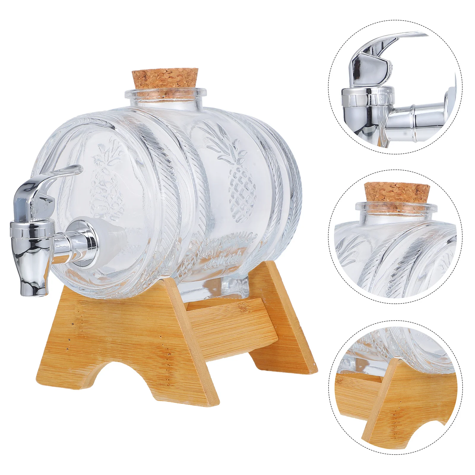 Dispensador de barril de vino de vidrio, barril de bebida Vintage para Brandy, puerto de whisky, Vodka, ron, artículos de cocina para fiesta de boda, 1 Juego, 1Kg