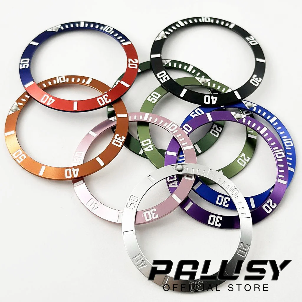 38mm Aluminum Ring Red Purple Silver Orange Blue Green Black Watch Bezel Insert for Men's Watch Cases Replace Accessory