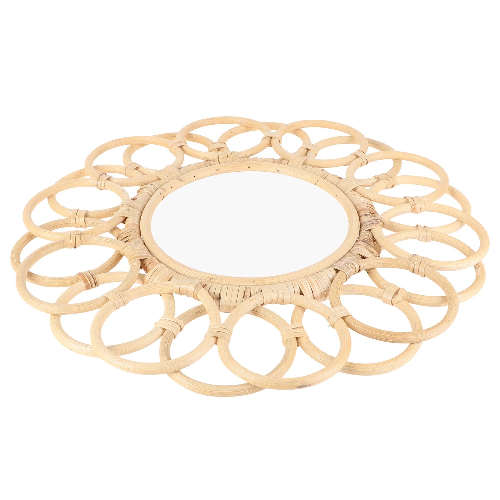 

1Pcs Nordic Style Wall-Mounted Mirror Khaki Rattan Woven Mirror Decorative Creative Wall Art Home Decoration Home Decor