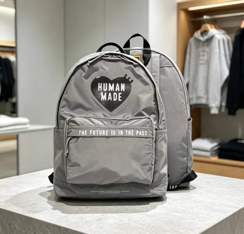 HUMAN MADE Nylon Military Backpack Heart Logo Vintage Streetwear Unisex Daypack
