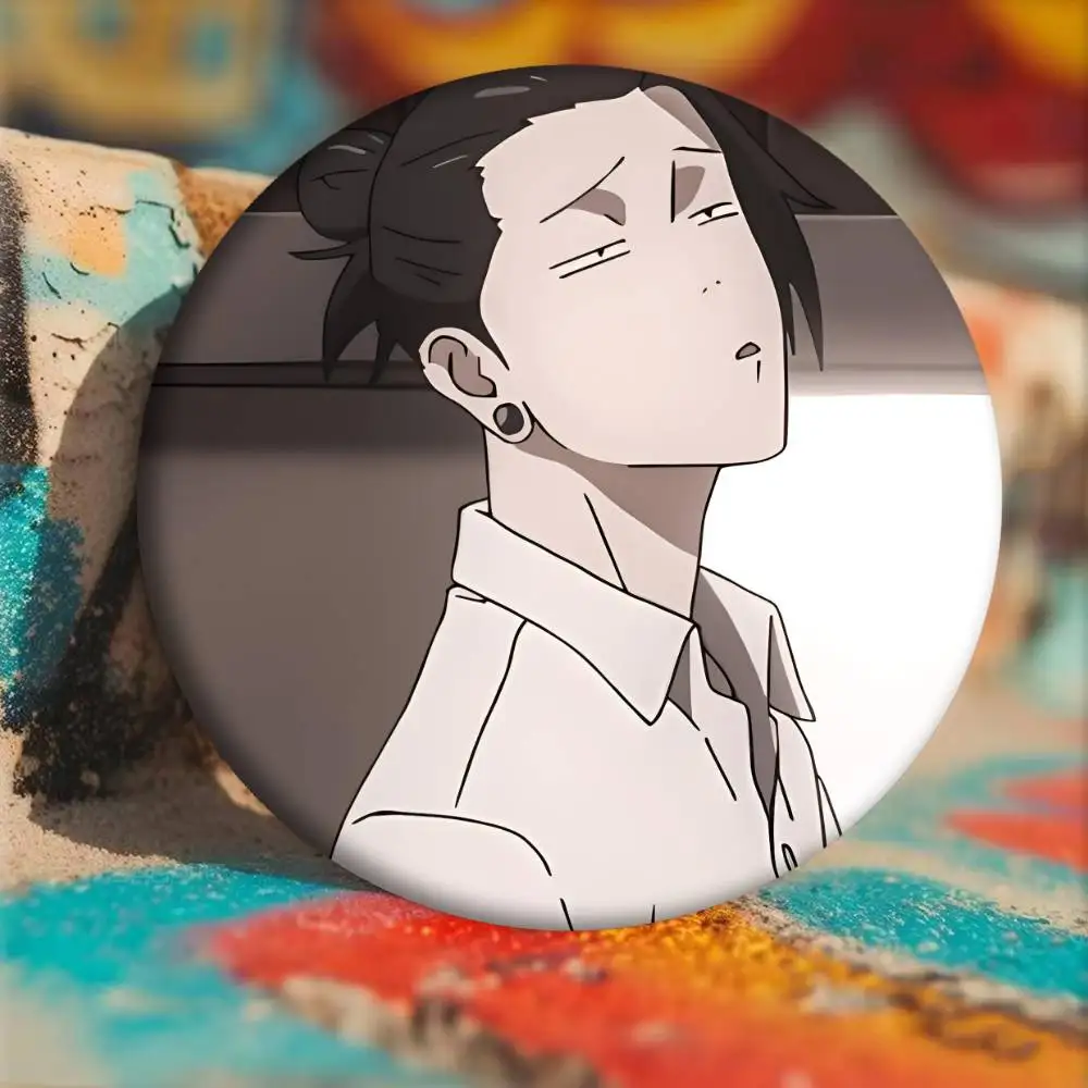 أنيمي J-Jujutsu K-Kaisen Geto Suguru شارات شارة ليزر مستديرة الكرتون بروش الملابس ظهره اكسسوارات التلبيب