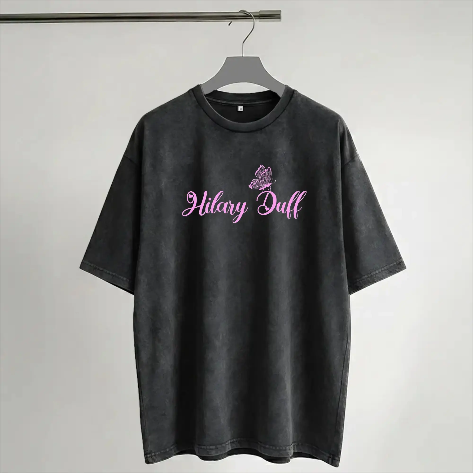 Hilary Duff The Lucky Me Tour 2026 Outfit Washed T Shirt Men Women Streetwear Hip Hop T-Shirt Printed  Tee Shirt Short Sleeve