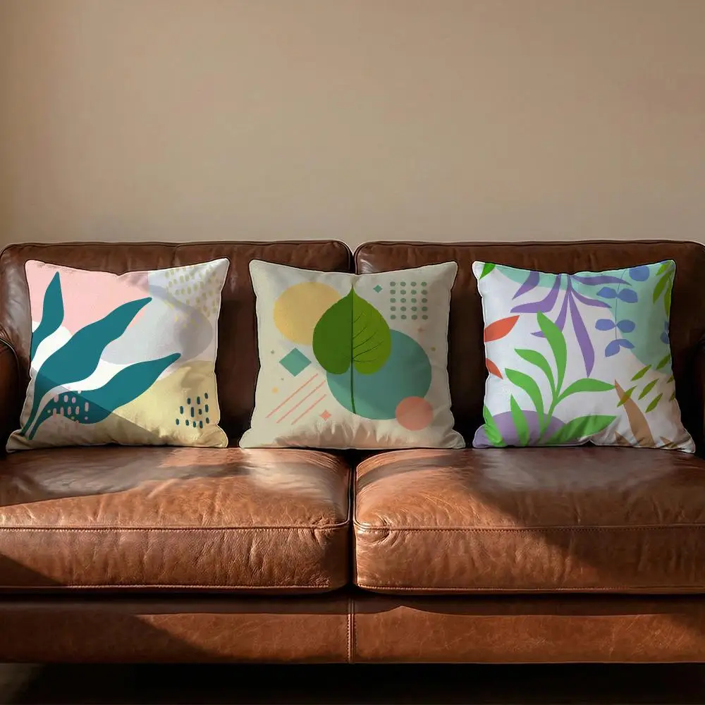 Geometric Leaf Simple Cushion Cover Soft Reversible & Durable Pillow Cover – Multi-Scene Use for Home & Car Daily Comfort