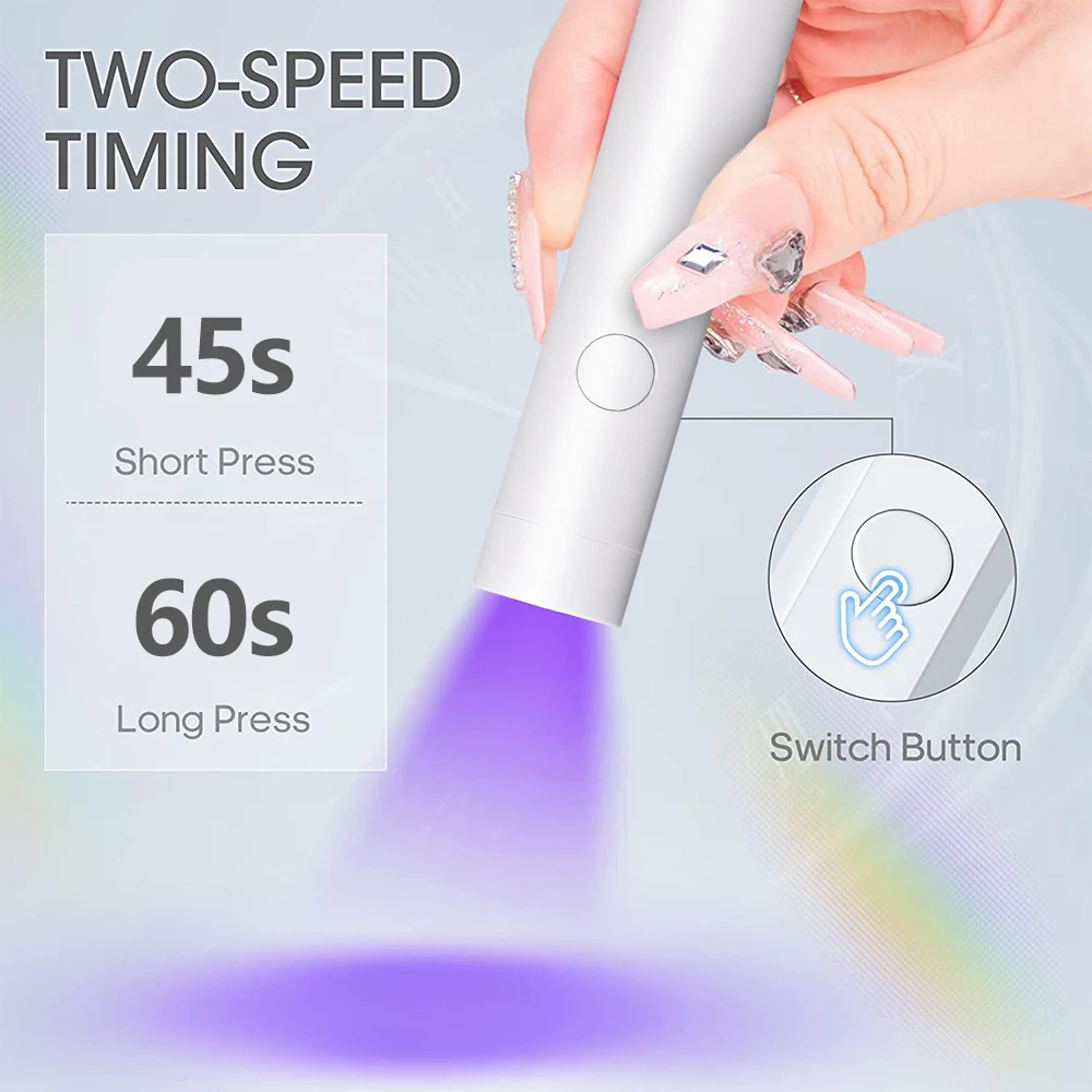 Portable Nail Lamp Salon Quick Dry USB Nail Dryer Machine Home Phototherapy Tools Rechargeable UV LED Mini Flashlight Pen