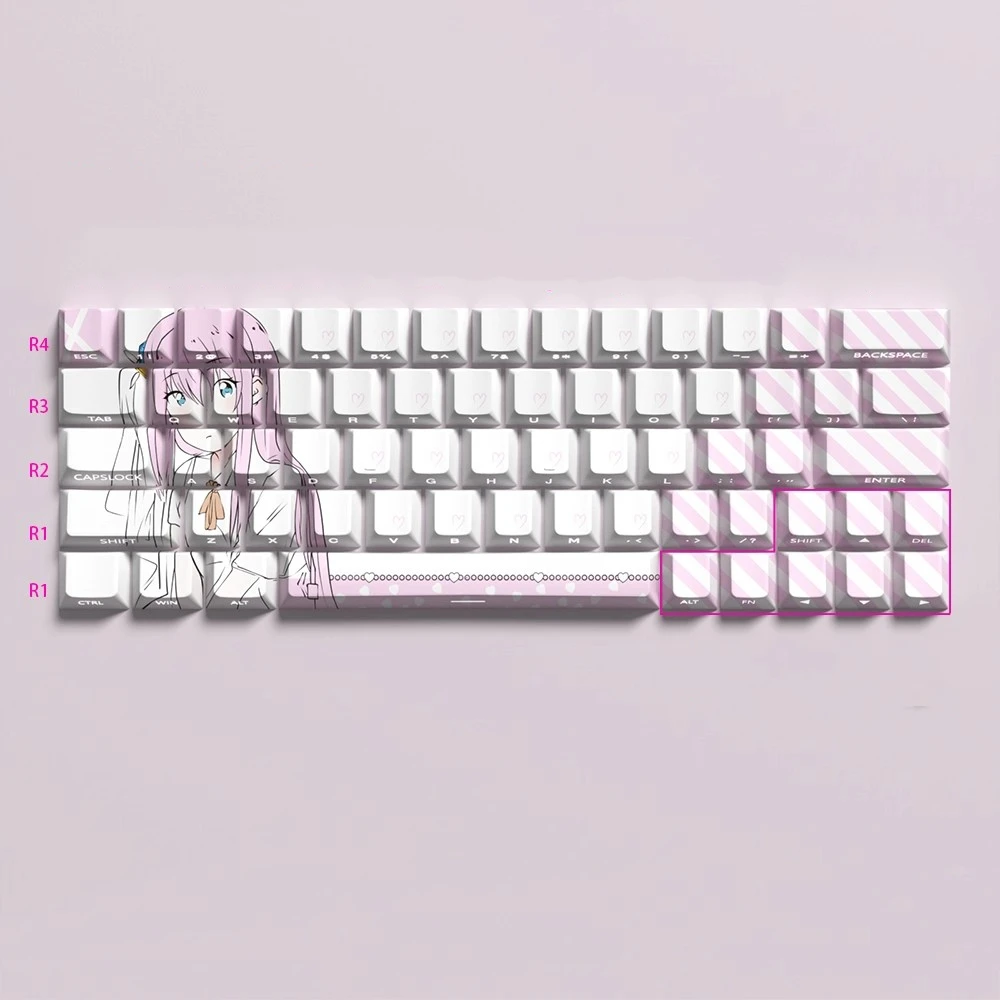 1 Set BOCCHI THE ROCK Gotoh Hitori Keycaps PBT Side Printed Backlit Anime Cartoon Gaming Key Caps Cherry Profile Keycap
