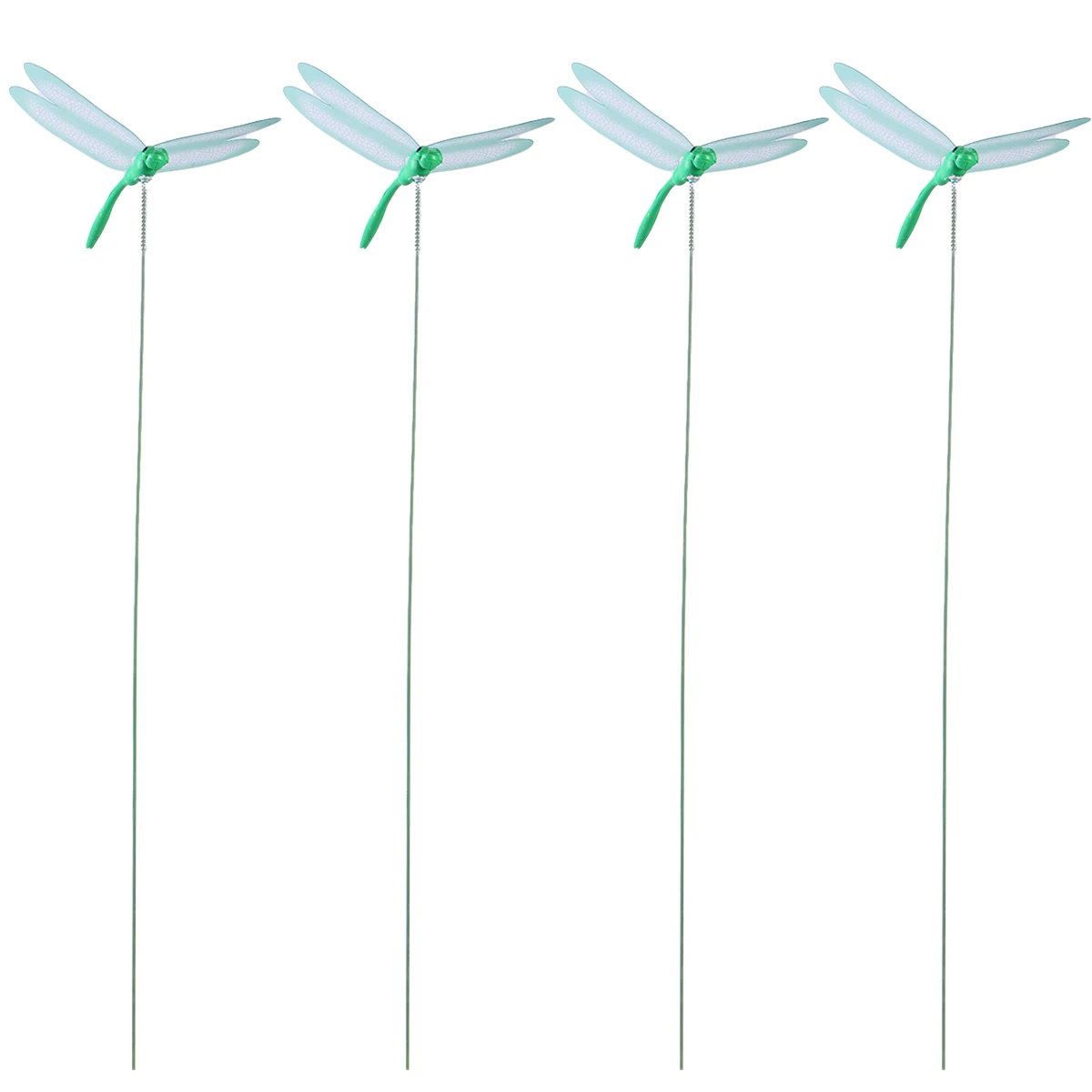 

4Pcs Simulation Dragonfly Decoration Green PVC Metal Outdoor Garden Wedding Party Photography Props Yard Planter Ornament