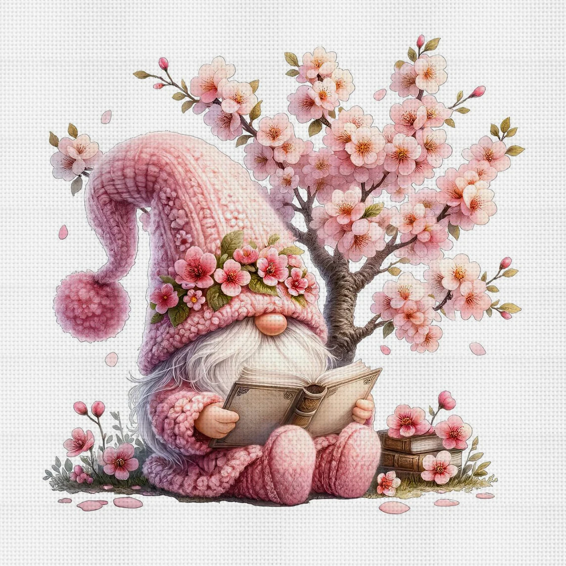 Spring Reading Kreuzstich-Set zum Selbermachen, 11CT, Stickerei, Heimwanddekoration, Geschenk, handgefertigtes Material, rahmenlos, halbfertig, 36 x 36 cm