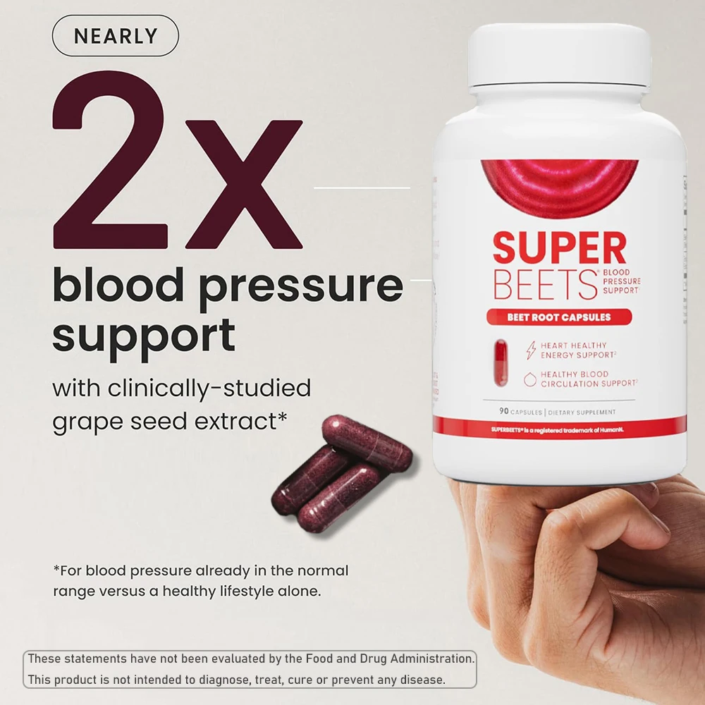 

SuperBeets Beet Root Capsules Quick Release 1000mg, Support Nitric Oxide Production, Blood Pressure, Hearts Health, Antioxidants