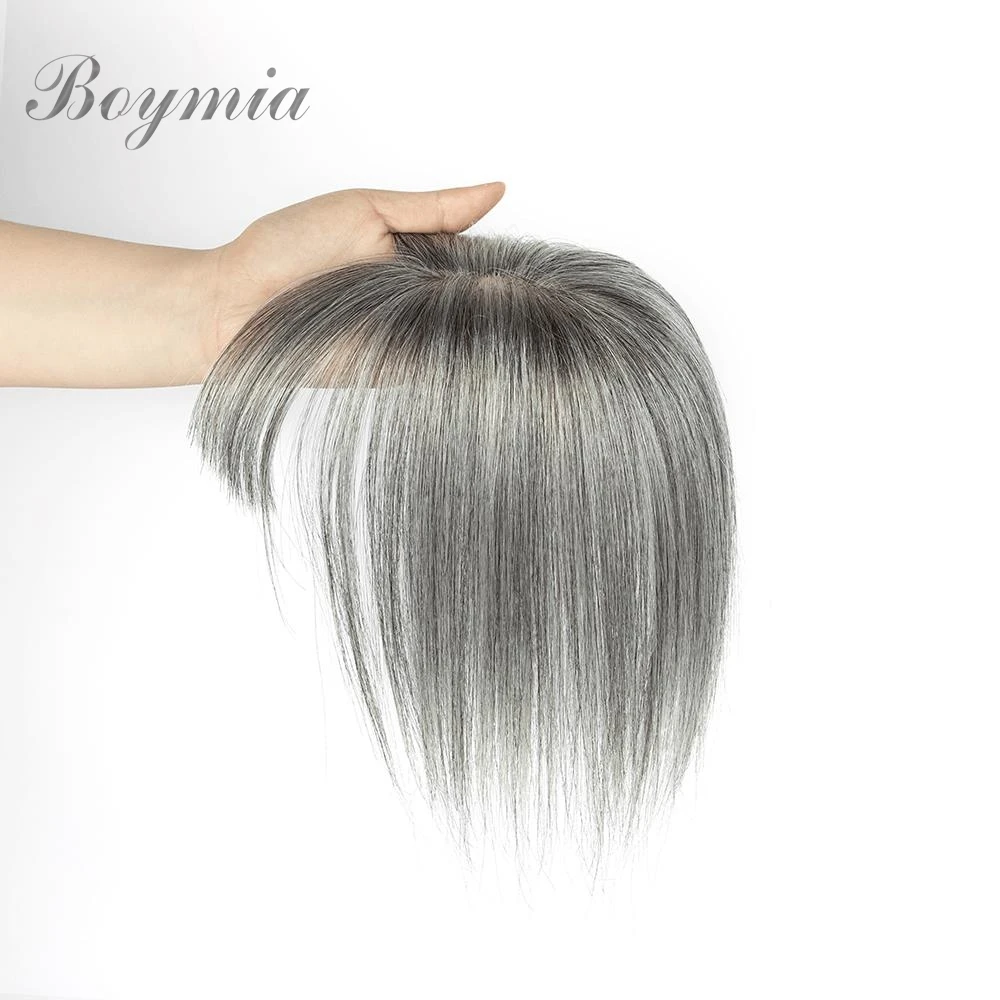 ヘアピース 2クリップ付き 透明レース 人毛ヘアピース 女性用 ナチュラルな髪の毛 薄毛用 ワンピースヘアピース 5x9cm