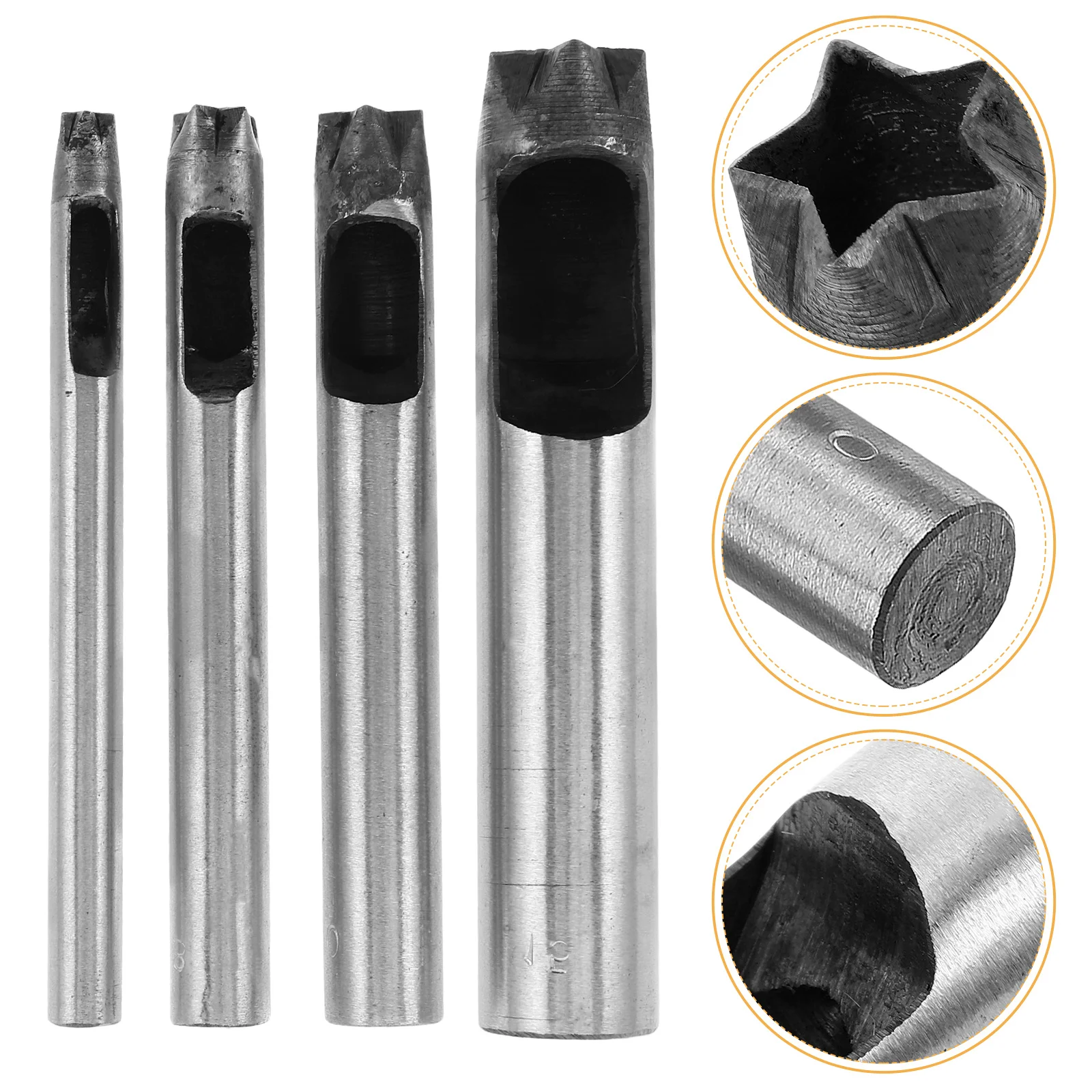 

4Pcs Steel Belt Punch Tool Set Star Shape Hole Puncher for DIY Crafts Precision Fabric and Belt Modification Tool