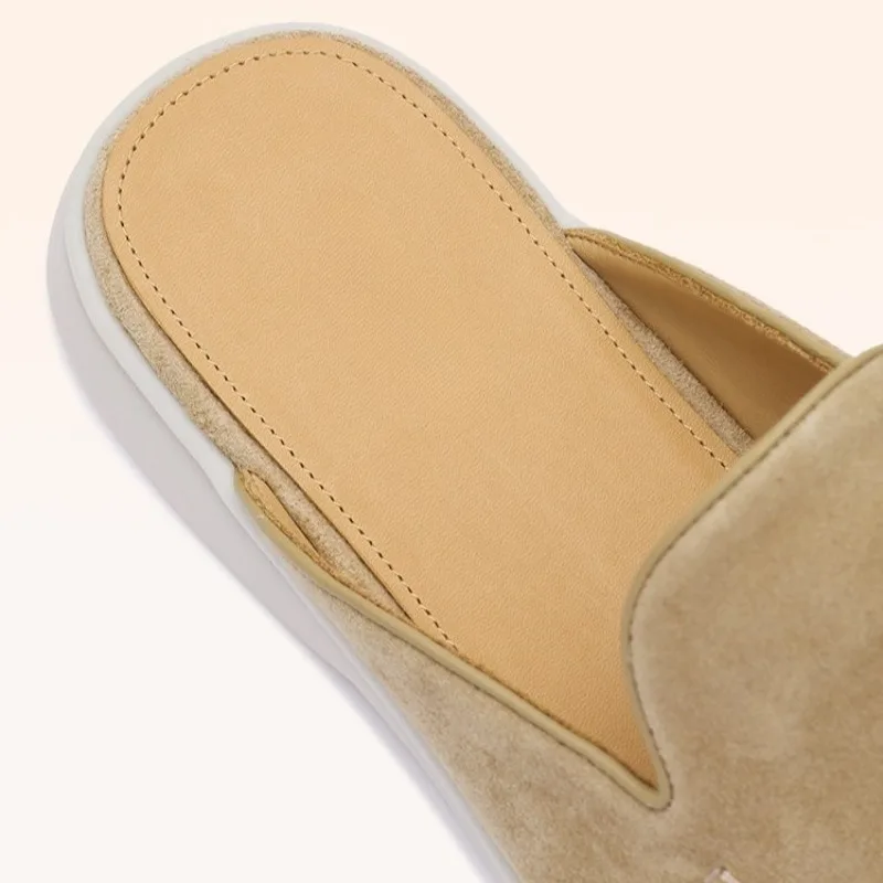 Designer Fashion Loafers Men's Slippers Summer Lightweight Slip on Casual Cow Suede Leather Shoes Male Genuine Leather