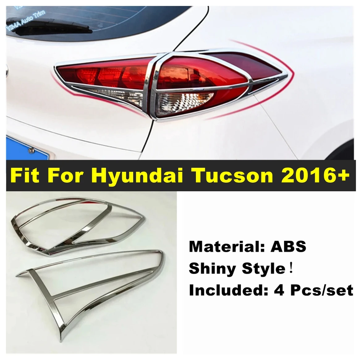 

Chrome Auto Rear Tail Lamp Lights Taillight Decor Frame Cover Trim For Hyundai Tucson 2016 2017 2018 ABS Exterior Accessories