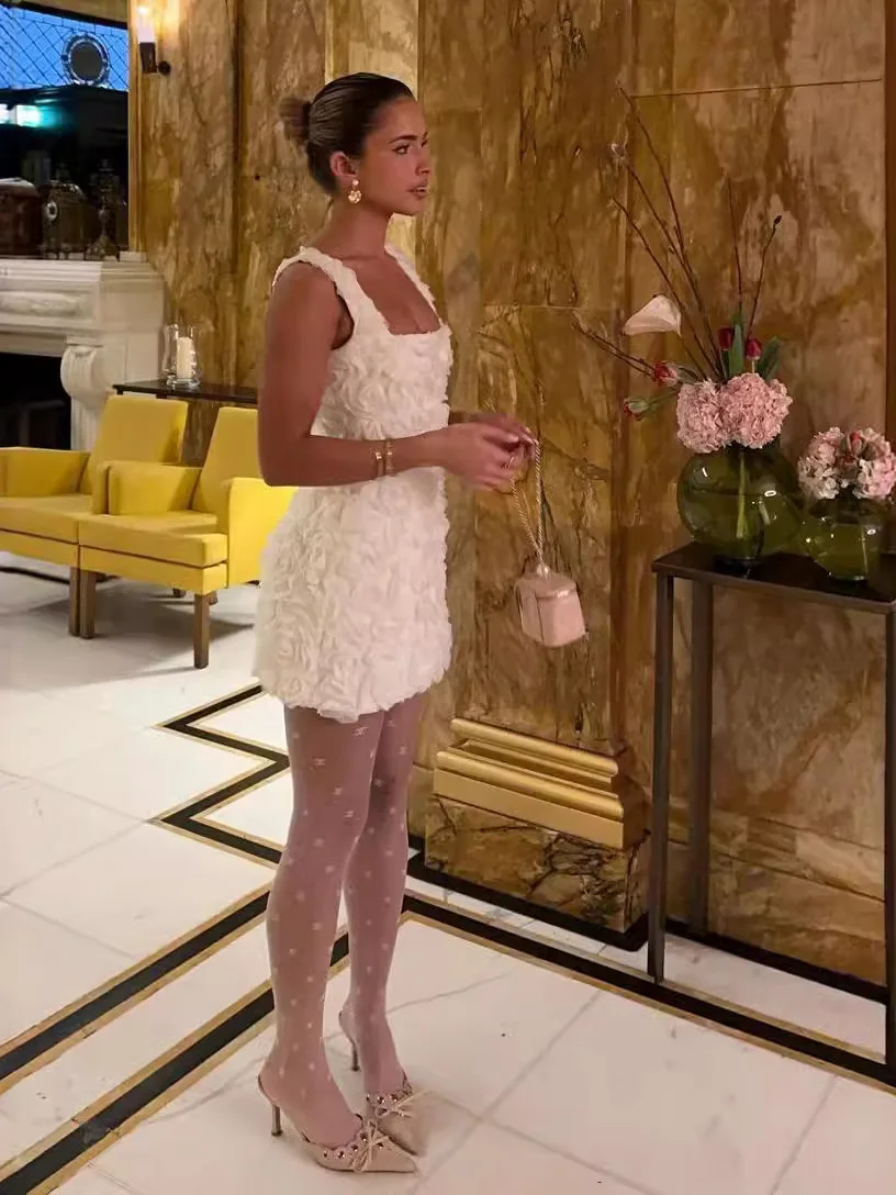  Color 3D Flower ter Dr Women's Summer Slim Fit Gown oulder Strap Dres Casual A-Line Skirt Chinese Brand