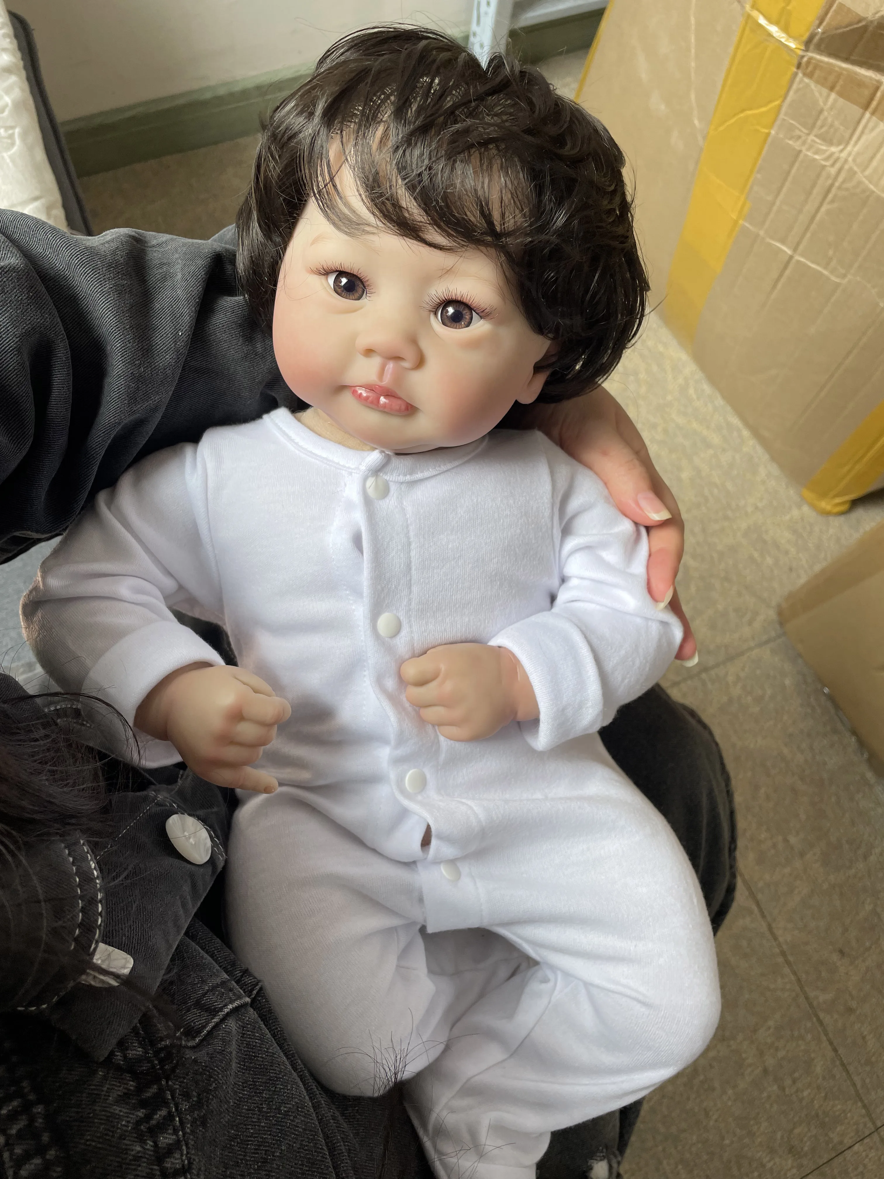 19inch Lali Soft Cloth Body Lifelike Soft Touch Cuddly Newborn Reborn Baby Doll Multiple Layers Painting 3D Skin Girls Gift