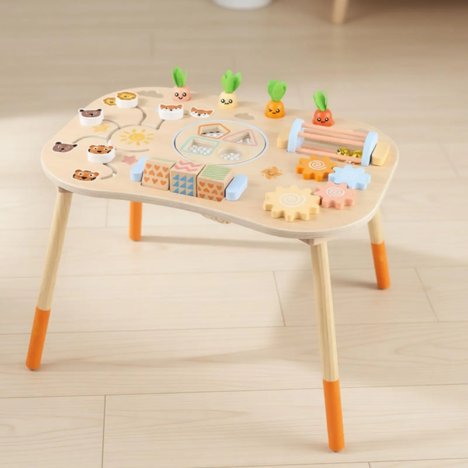 Child-Centered Busy Table Educational Multifunctional Wooden Activity Table Infant Toy Stable Design Easy Assembly