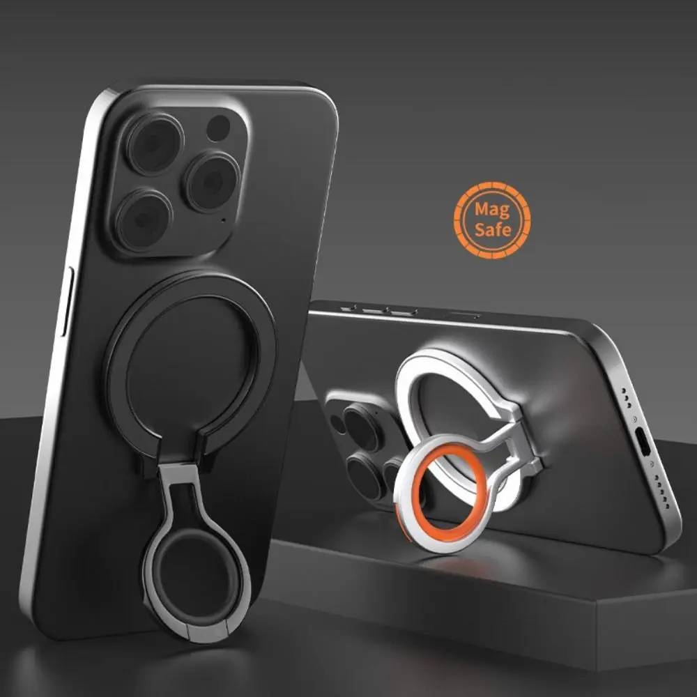 For MagSafe Phone Ring Holder Strong Adsorption Foldable Phone Grip Mount Alloy with Metal Ring for iPhone/Samsung/Huawei/Xiaomi