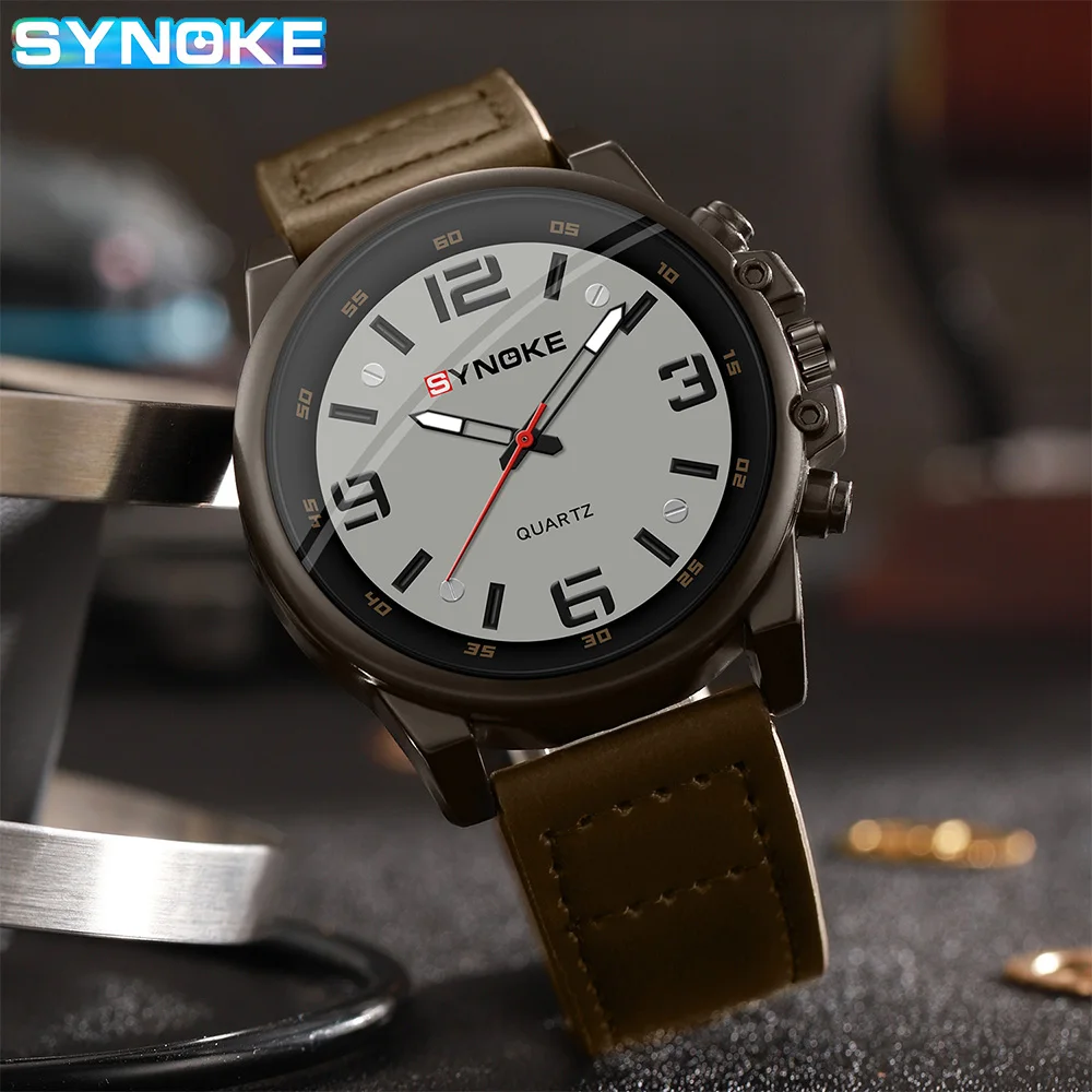 SYNOKE Men Watch Non Mechanical Watch For Men Waterproof Fashion Large Dial Quartz Wrist Watch Business Sports Hot Sales