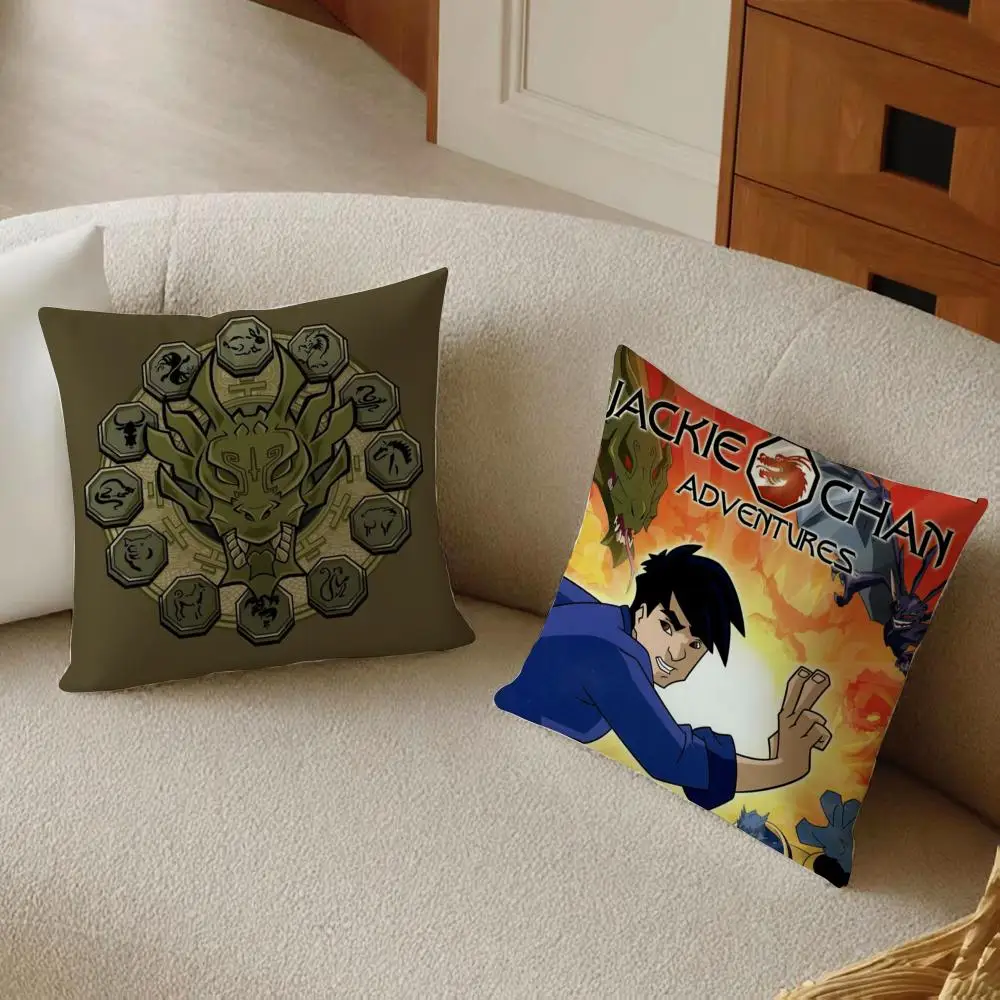 J-Jackie Chan Adventures Cushion Cover Daily Washable Linen Pillowcase Soft  for Sofa Bed Home Room Decor