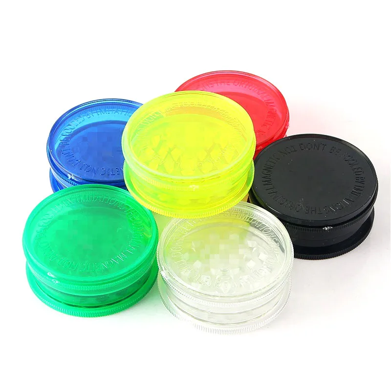 40/50/60/70mm 2 layers plastic tobacco herbal grinder crusher display box cutter mill for spice Smoking Accessories