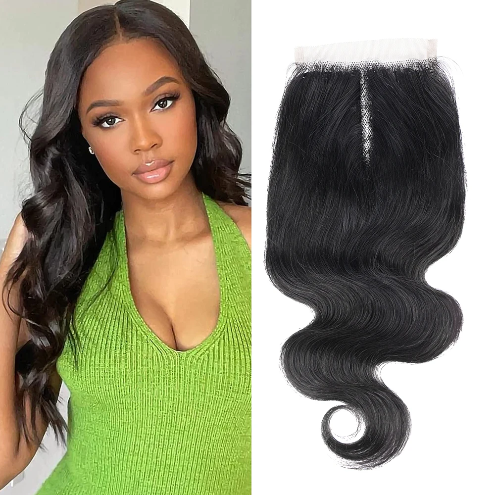 Bliss Hair 4x4 Lace Closure Brazilian Body Wave Human Hair Closure Central Part Natural Color Remy Hand and Machine Made Closure