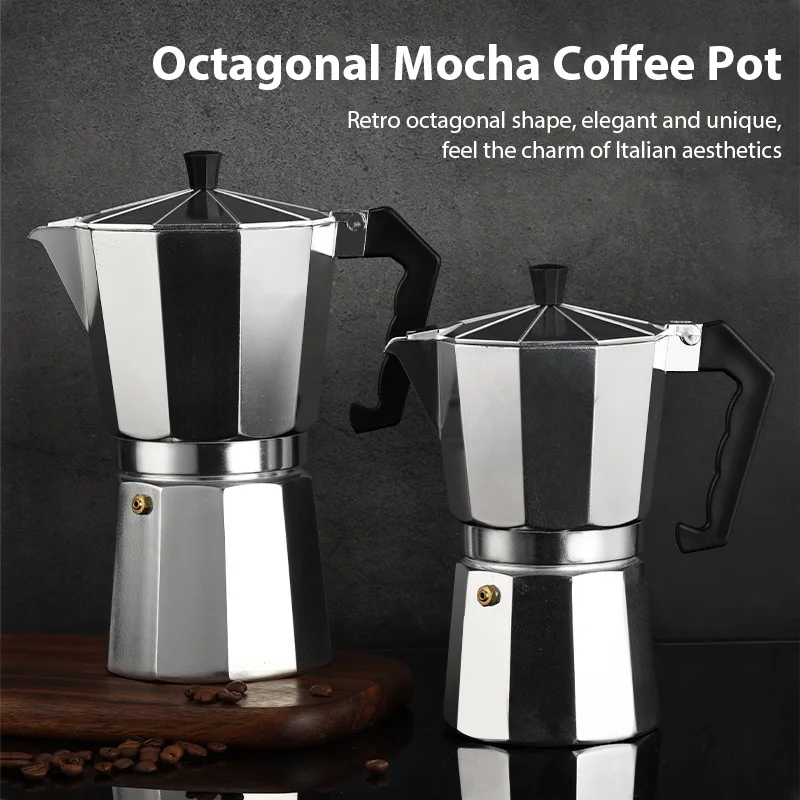 Octagonal Moka Coffee Kettle Latte Percolator Espresso Pot Home Office Travel Outdoor Camping Tableware ﻿Aluminum Coffee Tea Pot