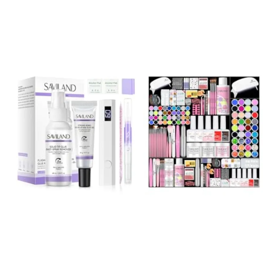 

SAVILAND Acrylic Nail Kit with Drill: Professional Nail Kit Acrylic Set for Beginners SAVILAND Advanced Solid Nail Glue Gel Kit