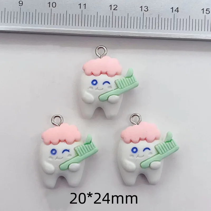 10Pcs Cute Big Eyes Teeth Tooth Resin Charms DIY Cartoon Earring Keychain Pendant Jewelry Making Findings