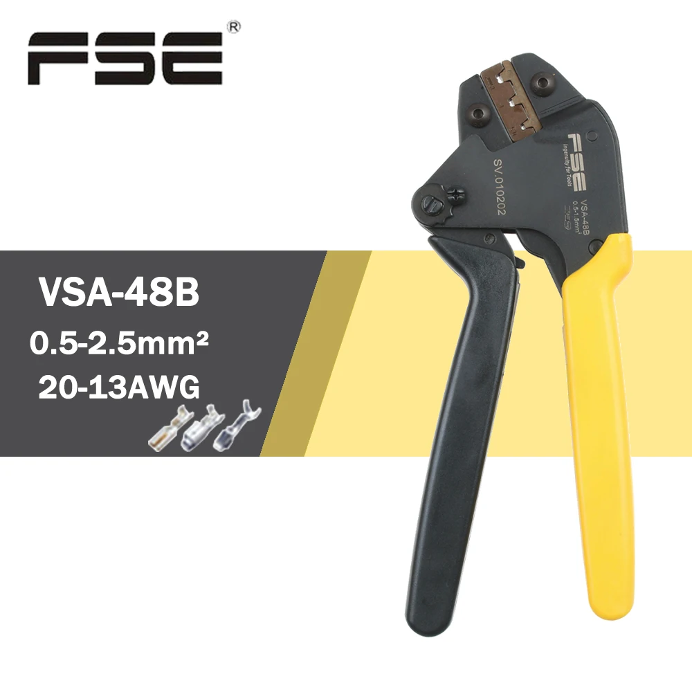 VSA-48B คีมย้ําวงล้อ 0.5-2.5 มม. * มม. AWG20-13 คีมย้ําเทอร์มินัลแบบปรับตัวเอง