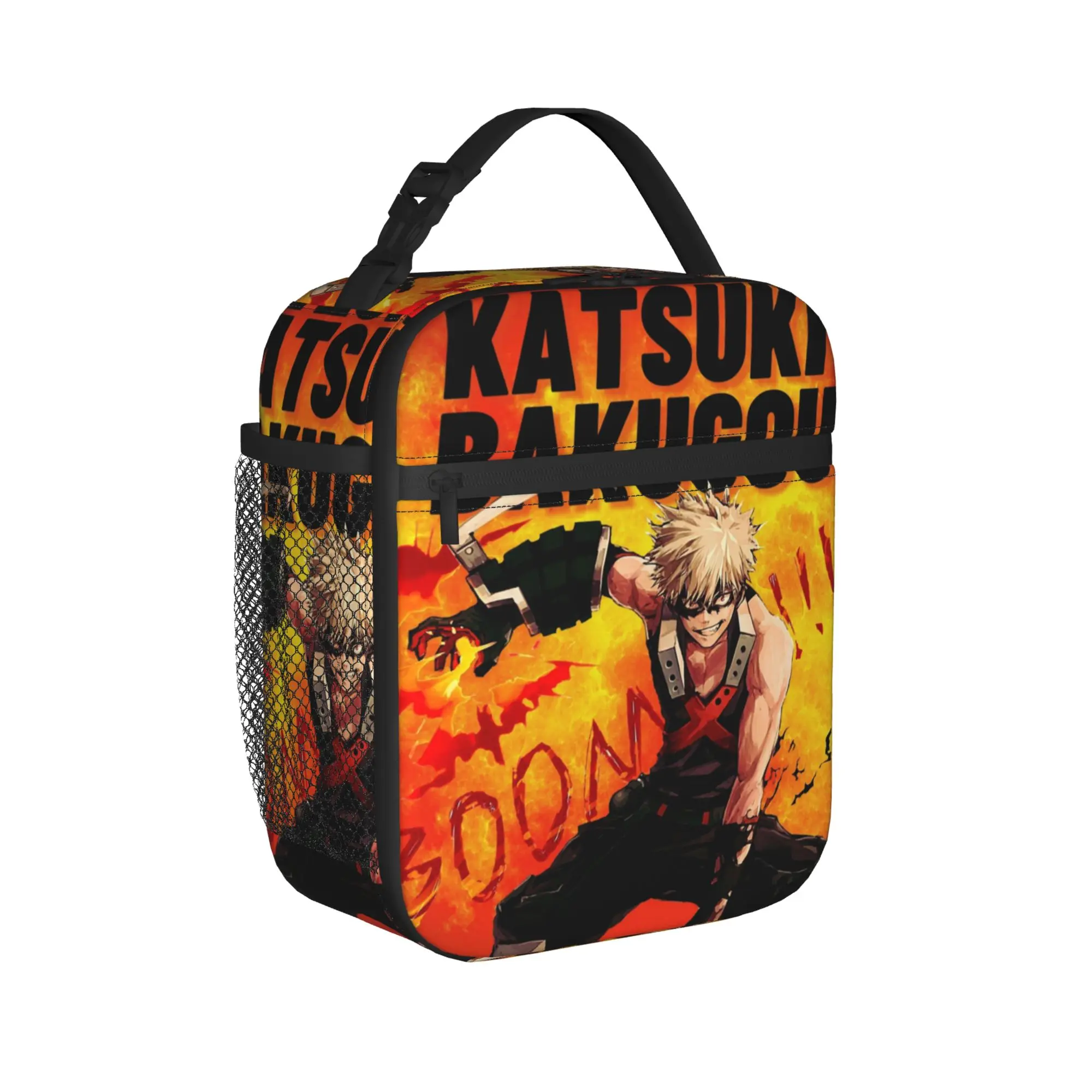 Katsuki Bakugou Boom Insulated Lunch Bags Cooler Bag Reusable,Meal Container MHA Leakproof Tote Lunch Box Food Handbags