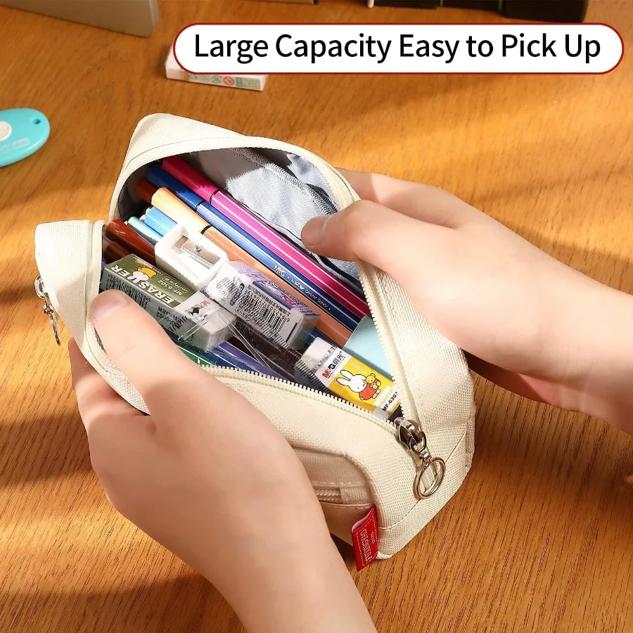 FUXINGYAO Big Capacity Pencil Pen Case for Office and Home Use: Large Storage Simple Stationery Bag Pouch Holder Box Organizer