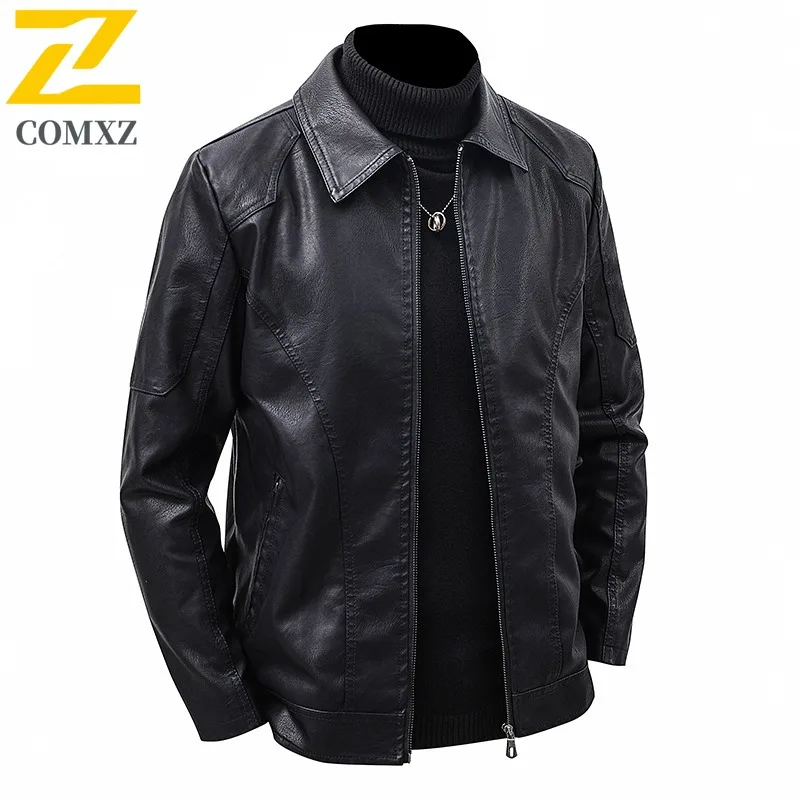 

Men's Jacket Vintage Short With Lapel Outdoor Activities Leather Motorcycle Jacket Hiking Travel Work Lightweight Windbreaker