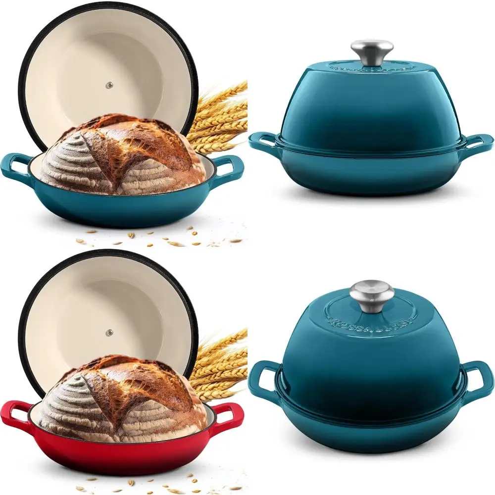 

Эмалированная чугунная печь для хлеба на закваске — антипригарная внутренняя часть с плотной крышкой для оптимальной выпечки и изготовления хлеба 6QT