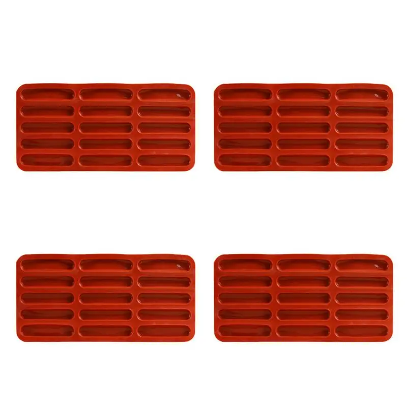 ABCA-4X Tiramisu Finger Biscuit Silicone Mould,15 Cavities Cereal Bars Baking Mould,Chocolate Bar Mold