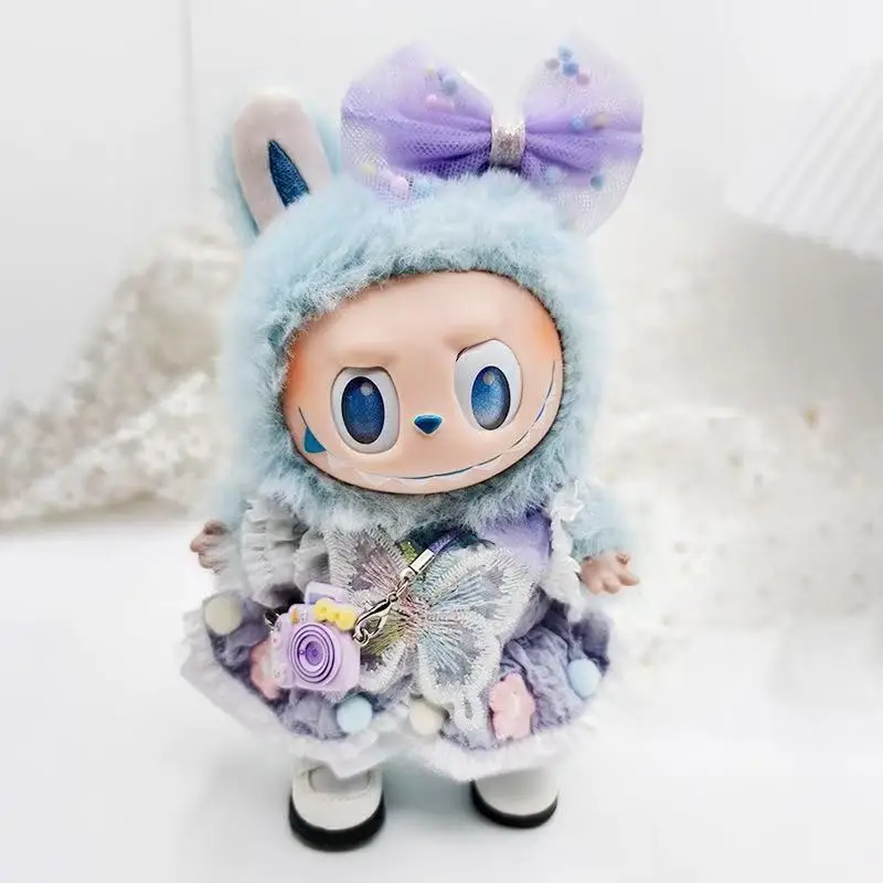 

10-17cm Kawaii Labubu Clothes Cute Cartoon Purple Butterfly Outfit Accessories Anime Game Periphery Fans Collection Gifts