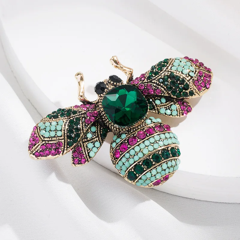 SKEDS Classic Vintage Big Rhinestone Bee Brooches Pins For Women Luxury Crystal Insect Jewelry Suit Clothing Brooch Pin Badges