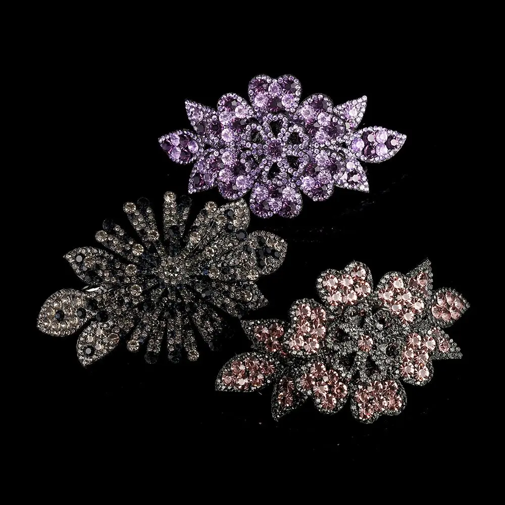 Fashion Durable Flexible Barrette Headwear Women's Fashion Hairpins Rhinestone Hair Clip Hairgrip Crystal Flower