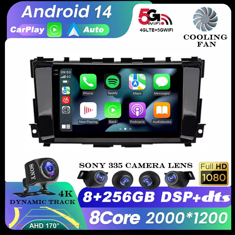 

For Nissan Teana 3 Altima 5 L33 2013-2020 Car Radio Android 14 WIFI Touch Screen 9 'Multimedia Video Player Navigation GPS