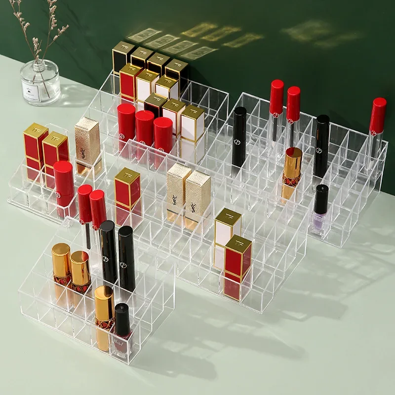 9/24 Grids Clear Acrylic Lipstick Box Makeup Organizer Storage Box Make Up Brush Organizer Display Holder Cosmetic Organizer Box