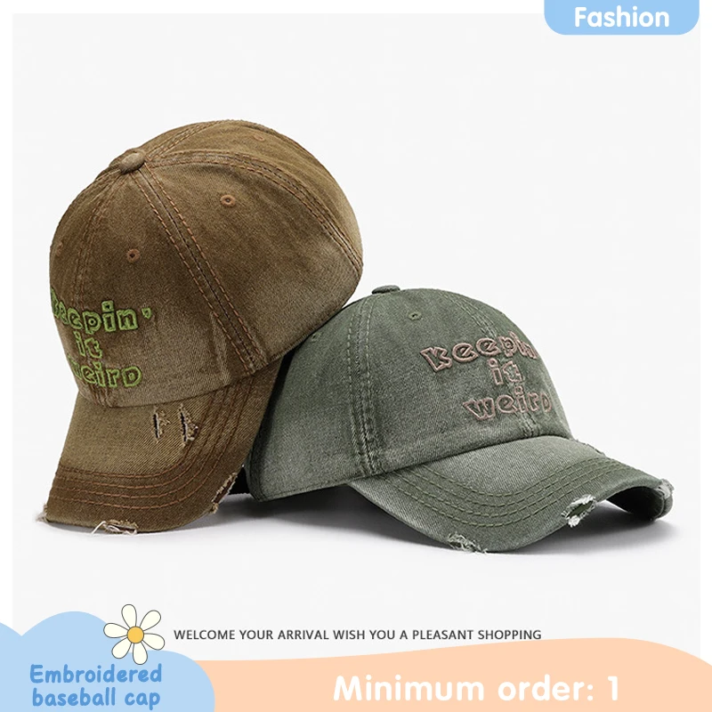 Spring and Summer Washed Letter Embroidered Soft Top Baseball Cap for Men and Women Outdoor Sun Protection Hip Hop All-match Cap