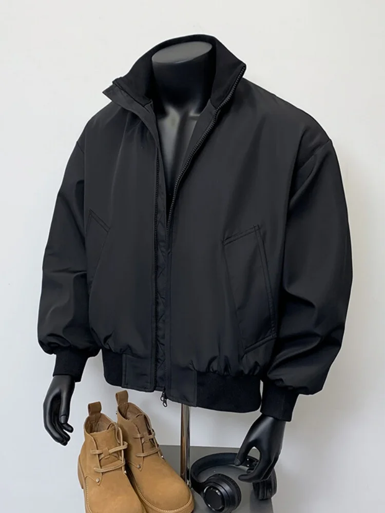 

American Sle Retro Pilot Jaet Men's Spring Autumn Faionable Youth Loose Fit Stand Collar Outerwear Windproof