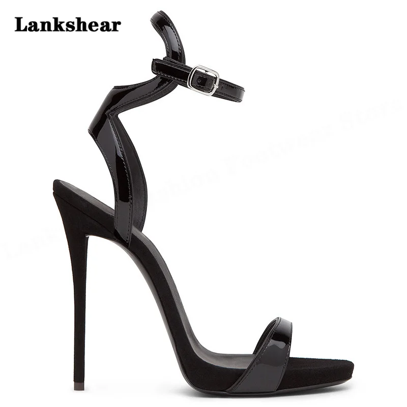 

2022 Sandals Women Luxury Black Gold Square Toe Thin High-Heeled Shoes Woman Elegant Prom Stiletto Summer Sandals Large Size