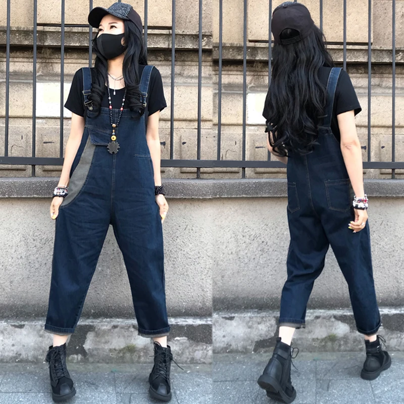 

Модные брюки с высокой талией в стиле ретро, лето-осень, Новое поступление, джинсовые комбинезоны больших размеров, модная корейская версия