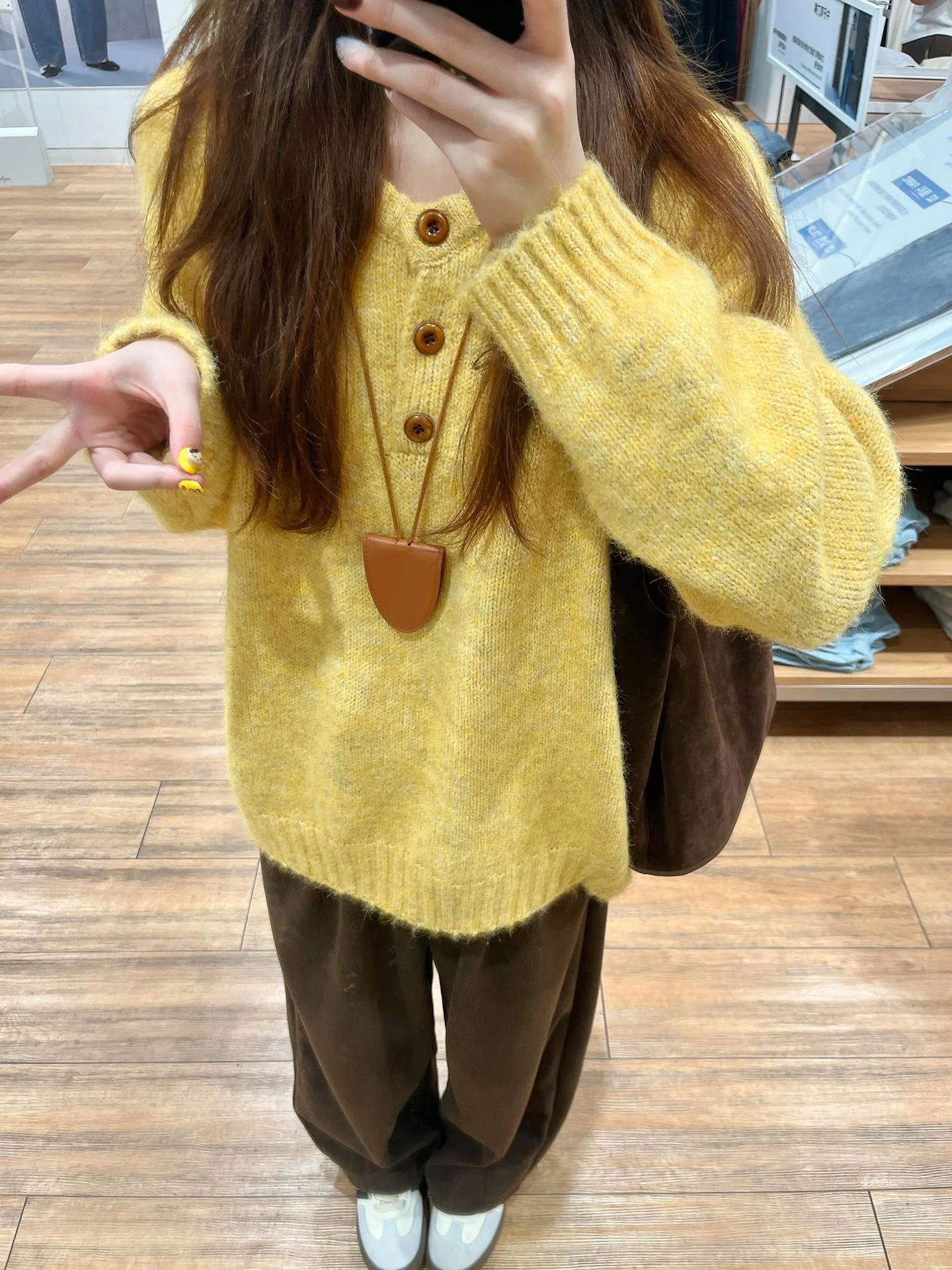 Ladies Thiened Knitted Sweater Loose Fit Overhead Sle Soft Autumn Winter Faion Sweet Sle Pure Color Long Sve round...