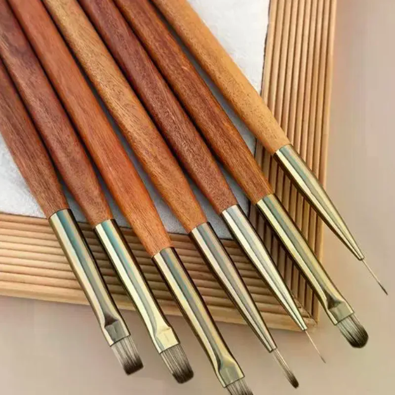 

1/7Pcs Walnut Nail Art Brushes Contains Various Sizes Of Exquisitely Painted Nail Drawing Line Pen For Salons