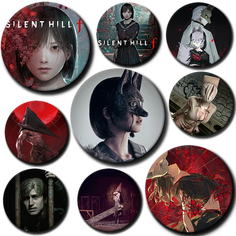 1PC Anime Soft Button Pin Fumiko Mizukami Cartoon Brooches Horror Game S-Silent Hill F Badge Bag Decor Accessories Jewelry Gifts