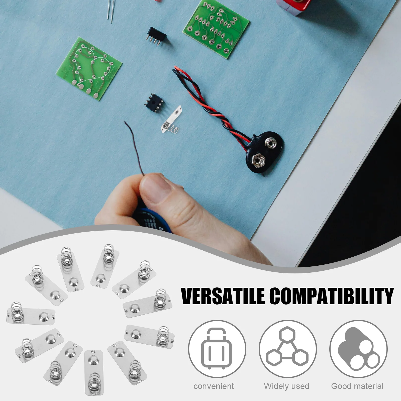 

10 PCS Battery Box Spring Leaf Charger Case Contact Replacement Aa Quick Stainless Steel Connectors Silver Nickel-plated Post